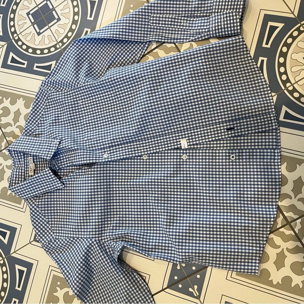 Boys blue Checkered Button-Up Shirt